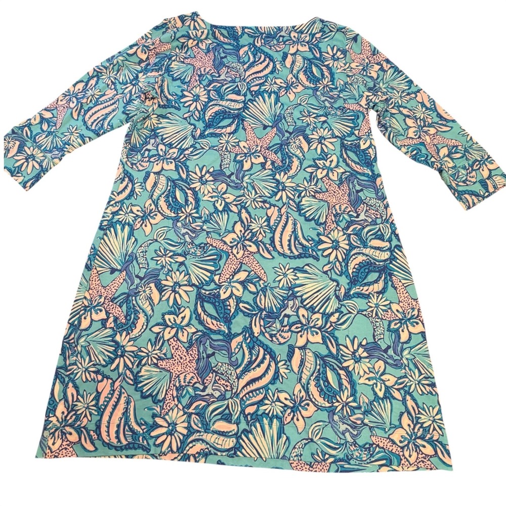 Lilly Pulitzer Sophie Dress XXL Blue Sound The Sirens Print Resortwear Beach - Picture 2 of 9